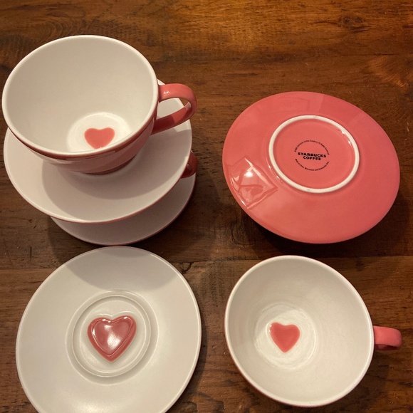 Vintage ( circa 2005) Starbucks heart coffee cup and saucers - Picture 1 of 4